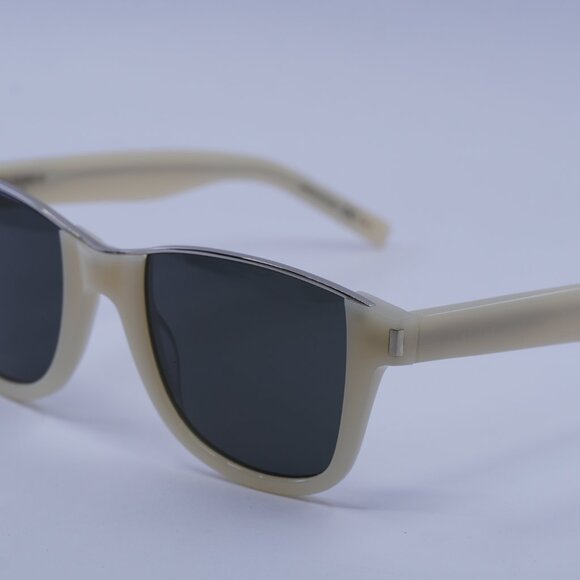 Saint Laurent SL 51 CUT 004 Sunglasses Beige/Silver Square Frame, Grey Lenses - Picture 6 of 10